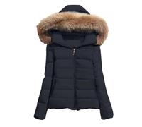 Tdvcpmkk Damen Winterjacke Daunenjacke mit Fellkragen Parka, Schwarz , 48