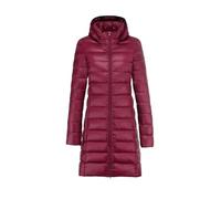 Tdvcpmkk Damenjacke mit Kapuze, abnehmbar, schmale lange Daunenjacke, weinrot, 50