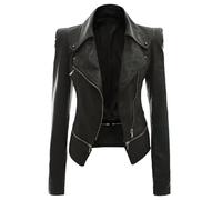 Tdvcpmkk Herbst Und Winter Damen Lederjacke Reißverschluss Lederjacke