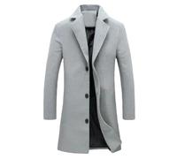 Tdvcpmkk Herbst und Winter Herren Wollmantel Einreihig Revers Lang Casual Mantel, hellgrau, XXXXX-Large