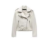 Tdvcpmkk Lederjacke Damen Revers Bikerjacke Reißverschlussjacke, Beige, XL