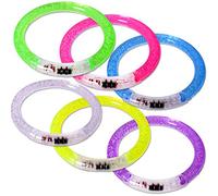 TE-Trend 6 Stück LED Armband Set Armbänder für Kinder Mitgebsel Kindergeburtstag Armreif Leuchtarmbänder in Ringform 6-fach sortiert mehrfarbig
