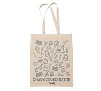 Teachly Chaos Coordinator Baumwolltasche - Jutebeutel für Einkäufe und die Schule - aus 100% Bio-Baumwolle mit langen Henkeln