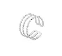 TEAMER Breiter Mehrschichtiger Geometrischer Ring Edelstahl Verstellbarer Mond Stern Ring Hiphop Punk Party Schmuck Für Frauen (Stil 1 - Silber)