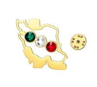 TEAMER Brosche mit iranischer Karte, Edelstahl, Flagge, Farbe, Strass, iranisch, patriotisch, persischer Schmuck für Damen und Herren, 29*34mm, Edelstahl, Kein Edelstein