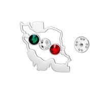 TEAMER Brosche mit iranischer Karte, Edelstahl, Flagge, Farbe, Strass, iranisch, patriotisch, persischer Schmuck für Damen und Herren, 29*34mm, Edelstahl, Kein Edelstein