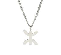 TEAMER Edelstahl Afrika Berber Symbol Halskette Amazigh ⵣ Buchstabe Ethnisches Amulett Armband Berber Ring Ohrring Afrikanischer Kabyle-Schmuck Für Frauen Männer (Halskette - Silber)