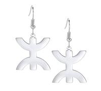 TEAMER Edelstahl Afrika Berber Symbol Halskette Amazigh ⵣ Buchstabe Ethnisches Amulett Armband Berber Ring Ohrring Afrikanischer Kabyle-Schmuck Für Frauen Männer (Ohrring - Silber)