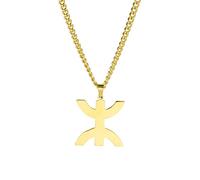 TEAMER Edelstahl Afrika Berber Symbol Halskette Amazigh ⵣ Buchstabe Ethnisches Amulett Armband Berber Ring Ohrring Afrikanischer Kabyle-Schmuck Für Frauen Männer (Halskette - Gold)