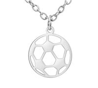 TEAMER Fußball Halskette - Edelstahl Anhänger - Einzigartiger Sportschmuck für Teenager, Jungen, Männer, Frauen - Fußballliebhaber (Kleine Silber-Halskette)