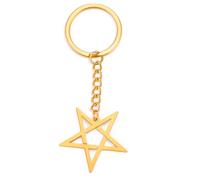 TEAMER Gothic Pentagramm Schlüsselanhänger Umgekehrter Pentagramm-Anhänger Satanisches Symbol Amulett-Schmuck für Frauen Männer (Gold)