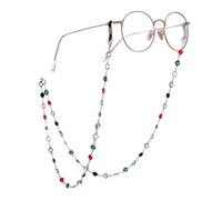 TEAMER Mode bunte Brillenkette Sonnenbrillenband Brillenhalter Kristall Statement Perlen Lesung böhmischen Glasband für Frauen Mädchen（Roségold mit schwarzem Gummi）