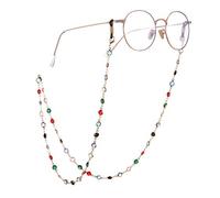 TEAMER Mode bunte Brillenkette Sonnenbrillenband Brillenhalter Kristall Statement Perlen Lesung böhmischen Glasband für Frauen Mädchen（Gold mit schwarzem Gummi）