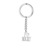 TEAMER Schlüsselanhänger mit Aufschrift "I Love Hockey", Edelstahl, Wintersport, Hockey-Anhänger, Inspirationsschmuck für Damen und Herren, silber, 19.7*25mm
