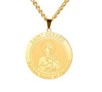 TEAMER Zierliche St. Gerard Halskette Schutzpatron der Fruchtbarkeit, Geburt und Mütter Anhänger Katholischer religiöser Medaillon-Schmuck für Frauen (Gold)