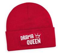#teamludorf Beanie - Drama Queen - Personalisierte Wintermütze mit Ihrem gewünschten Druckmotiv Unisex Soft-Touch Beanie Warm & doppellagig One Size Viele Farben (rot)