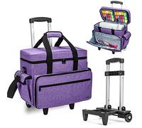 Teamoy Nähmaschinentasche Trolley, Nähmaschinentasche mit Rollen, Nähmaschinen Trolley für Nähmaschine Zubehör, Lila