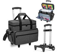 Teamoy Nähmaschinentasche Trolley, Nähmaschinentasche mit Rollen, Nähmaschinen Trolley für Nähmaschine Zubehör, Schwarz