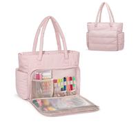 Teamoy Tragbar Stricktasche für Stickerei Set, Rosa (Nur Tasche) | Handarbeitstasche für Stickrahmen, Farbfäden, Stickgarn und andere Stickerei kit