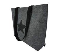 Tebewo verschließbare Filztasche - praktische Einkaufstasche mit Druckknopf - modische Shopping Bag - Einkaufskorb aus Filz - faltbare Tragetasche - Grau mit Stern