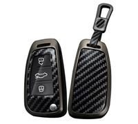 TECART Autoschlüssel Hülle Passt für Audi A1 A3 A4 A6 A8 Quattro Q2 Q3 Q7 S3 S6 RS3 RS6 R8 TT TTS PVC Schlüsselanhänger Keyless Go Schutz 3 Taste Schlüsseletui Key case Kohlefaser B Schwarz