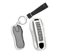 TECART Schlüsselanhänger Passt für Porsche Cayenne 911 Coupe Panamera Taycan TPU Smart Autoschlüssel Hülle 4 Tasten schlüsselhülle Schlüsselschutz autozubehör -A Schwarz