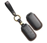 TECART Schlüsselhülle mit Schlüsselanhänger, Leder, vollständiger Schutz, Schlüsselhülle, passend für Jeep Grand Cherokee Wrangler Compass Grand Comander Chrysler 200 300 Dodge Charger Challenger RAM