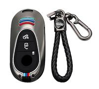 TECART Smart Autoschlüssel Hülle Passt für Mercedes Benz C S Klasse W223 W206 EQS 450 500 580 E53 AMG S350L S500L Metal Schutzhülle Schlüsselcover Zubehör Schlüsseletui Key case 3 Taste Schwarz B
