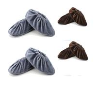 Teceyfeet 4-6 paar Schuhüberzieher,Anti-Rutsch überzieher schuhe, Staubfrei Überschuhe Waschbare Wiederverwendbare für Schuhe, die Hausreinigung (2 Grau und 2 Braun)