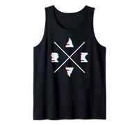 Techno Raver Merch - Rave Kreuz Glitch - Techno Raver Tank Top Schwarz S EU 16-17.5 Runder Hals-Ausschnitt Kreuz Print Ärmellos Unisex Erwachsene Raver Techno Fans Party People