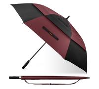 TECKNET Regenschirm Groß XXL,Golfschirm 68 Inch,regenschirm sturmfest Doppelt Überdachung Belüftet,Groß Stockschirm automatisches Öffnen mit EVA-Griff,Stockschirm für Damen und Herren,Schwarz und Rot