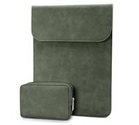 TECOOL 13 Zoll Laptop Hülle Tasche Leder für 2022 2024 2025MacBook Air M4 M3 M2, 2018-2020 MacBook Air 13 M1, 2016-2022 MacBook Pro 13 M2 M1, Surface pro, XPS 13 Sleeve Schutzhülle, Grun