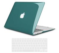 TECOOL Hülle für MacBook Air 13 Zoll 2017-2010 A1466 A1369, Ultradünne Schutzhülle Hartschale Case u. EU Tastaturschutz, Nicht kompatibel mit neuen MacBook Air 2023-2018, Kristall Tiefblaugrün