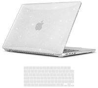 TECOOL Hülle Kompatibel mit MacBook Pro 14 Zoll 2022 2021 A2442 mit M1 Pro/Max Chip, Ultradünn Hartschale Schutzhülle Transparent Case Cover + EU Tastaturschutz (transparent), Glitzer klar