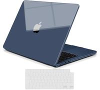 TECOOL Premium Hülle für MacBook Air 13.6 Zoll M4 M3 M2 A3240 A3113 A2681 (2025 2024 2022 Freisetzung), [Extrem Dünn u. Leicht] Schutzhülle Case u. EU TPU Tastaturschutz, Glänzend Mitternachtsblau