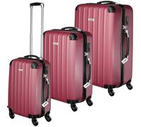 Tectake 3Er Kofferset Talia 3 Teilig Aus Robustem Abs Kunststoff Inkl Kofferwaage und Anhänger Mit Teleskopgriff 30 x 50 x 75 cm Weinrot