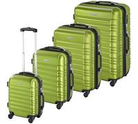 tectake® 4 TLG Reisekoffer Set, TSA Zahlenschloss, Hartschalenkoffer Set, Trolley Kofferset, ABS Hartschalen Reisekofferset, Trolley, Gepäck, 4 Rollen, 360 Grad drehbar, Teleskopgriff - grün