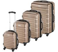tectake® 4 TLG Reisekoffer Set, TSA Zahlenschloss, Hartschalenkoffer Set, Trolley Kofferset, ABS Hartschalen Reisekofferset, Trolley, Gepäck, 4 Rollen, 360 Grad drehbar - Champagne