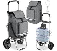 tectake® Einkaufstrolley 3-in-1 klappbar mit Kühltasche, 30 kg belastbar, 45,5 L, Einkaufsroller, Shopper, Sackkarre, Umhängetasche, Trolley Tasche, Einkaufswagen - grau
