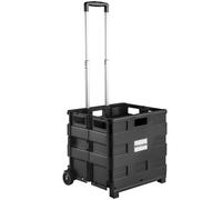 Tectake Einkaufstrolley Klappbar Aus Hartschale 45 x 37 50 x 97 cm Schwarz