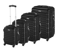 Tectake Hartschalenkoffer Set 4 Teilig Aus Robustem Abs Kunststoff Mit Teleskopgriff 32 x 50 x 76 cm Schwarz