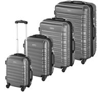 Tectake Hartschalenkoffer Set 4 Teilig Aus Robustem Abs Kunststoff Mit Teleskopgriff 32 x 50 x 76 cm Grau
