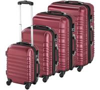 Tectake Hartschalenkoffer Set 4 Teilig Aus Robustem Abs Kunststoff Mit Teleskopgriff 32 x 50 x 76 cm Weinrot