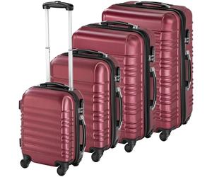 Tectake Hartschalenkoffer Set 4 Teilig Aus Robustem Abs Kunststoff Mit Teleskopgriff 32 x 50 x 76 cm Weinrot