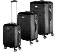 Tectake Hartschalenkoffer Set Jakub 3 Teilig Aus Robustem Abs Kunststoff Mit Teleskopgriff 30 x 50 x 75 50 cm Schwarz