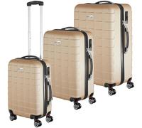 Tectake Hartschalenkoffer Set Jakub 3 Teilig Aus Robustem Abs Kunststoff Mit Teleskopgriff 30 x 50 x 75 50 cm Champagner