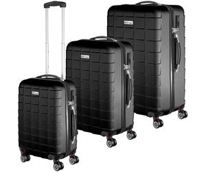 Tectake Hartschalenkoffer Set Jakub 3 Teilig Aus Robustem Abs Kunststoff Mit Teleskopgriff 30 x 50 x 75 50 cm Schwarz