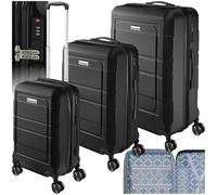 tectake® Kofferset 3 teilig, Koffer & Trolleys, Koffer Set für Reise, Flugzeug, Business, mit TSA Schloss, Hartschalenkoffer mit Rollen, Reisekoffer groß, Rollkoffer - Schwarz