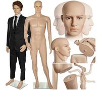 TecTake Schaufensterpuppe Zerlegbare Puppe | drehbar und beweglich | Glasplatte mit Wadendorn - Verschiedene Modelle (Mann | Nr. 402662)