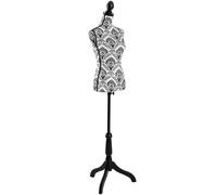 Tectake Schneiderpuppe Torso Weiblich 77 x 38 x 168 cm Blumenmuster Schwarz Weiß